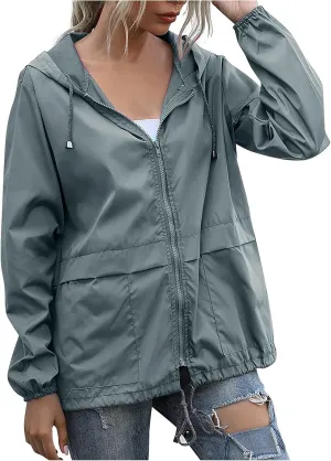Women's Waterproof Rain Jacket Lightweight Hooded Raincoat for Hiking Travel Outdoor Windbreaker Travel Jacket (S-2XL)