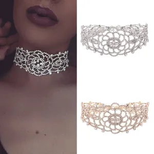 women's zircon stones necklace hollow cubic rhinestones crystal chokers ✈️ free.shipping