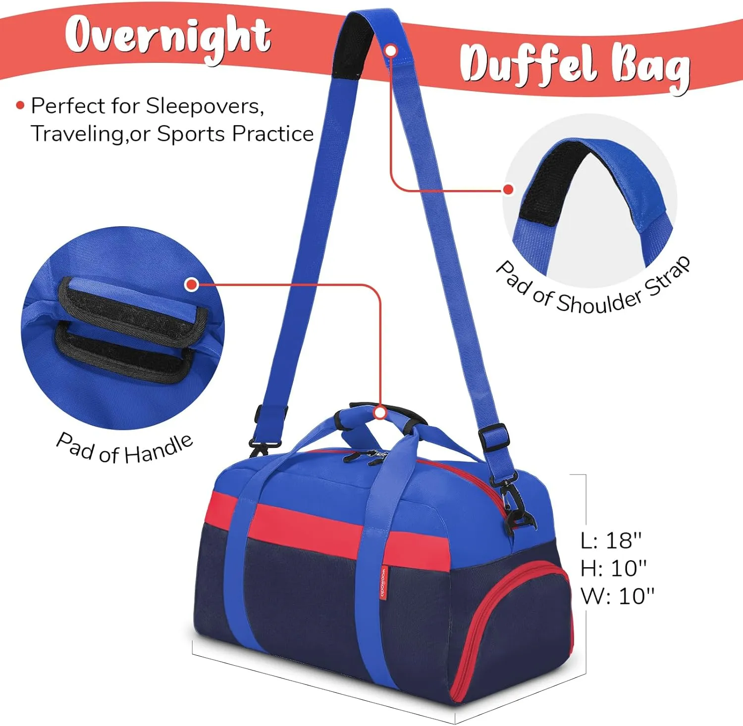 WOOMADA Travel Duffle Bag, Weekend Bag with Wet Pocket & Trolley Sleeve, Overnight Bag With Shoe Compartment, Fit for Sports Practice, Travel and Gifts(navy blue)