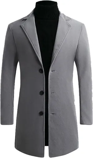 XUNRYAN Teen Boys Trench Coats Wool-Blend Peacoats Slim Fit Lapel Blazer Jackets Elegant Suits Winter Fall Fashion Coat