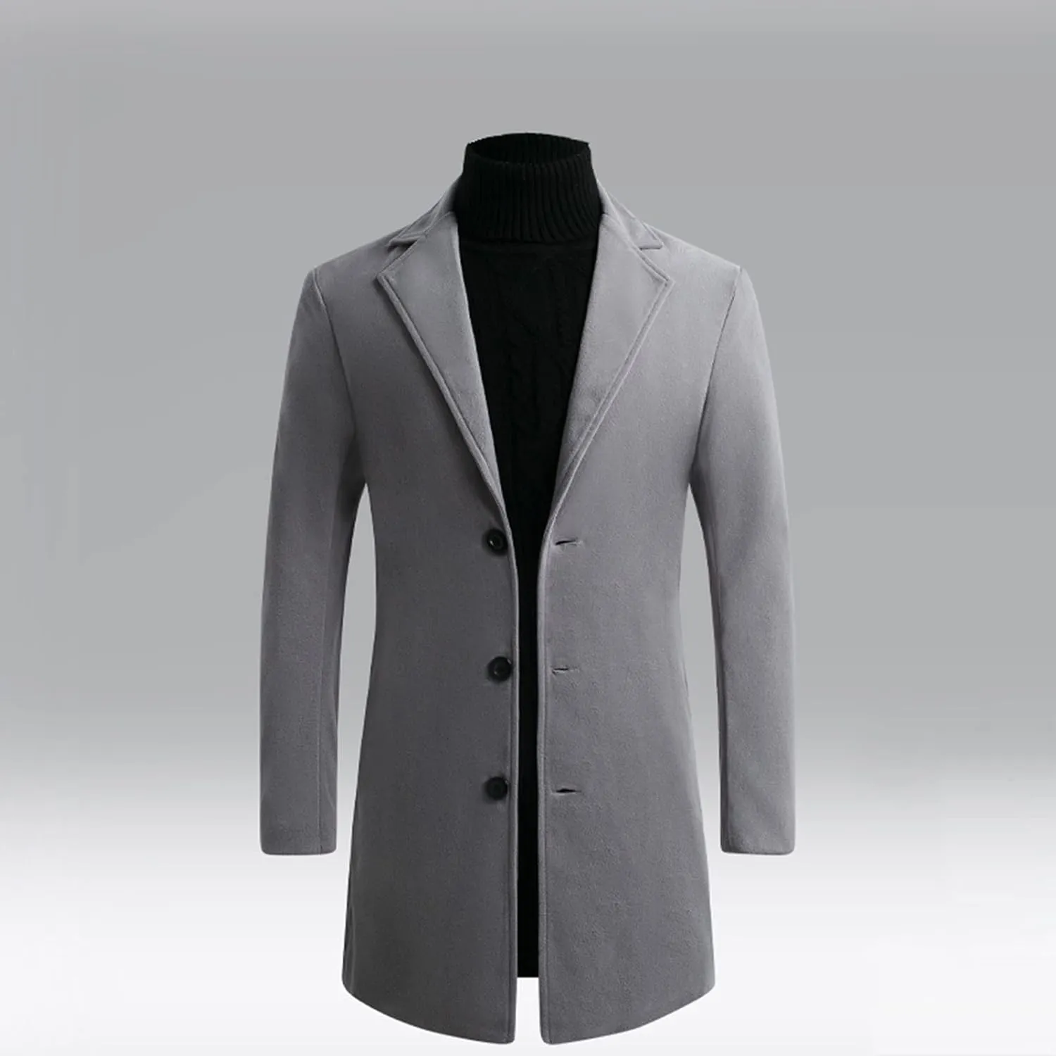 XUNRYAN Teen Boys Trench Coats Wool-Blend Peacoats Slim Fit Lapel Blazer Jackets Elegant Suits Winter Fall Fashion Coat
