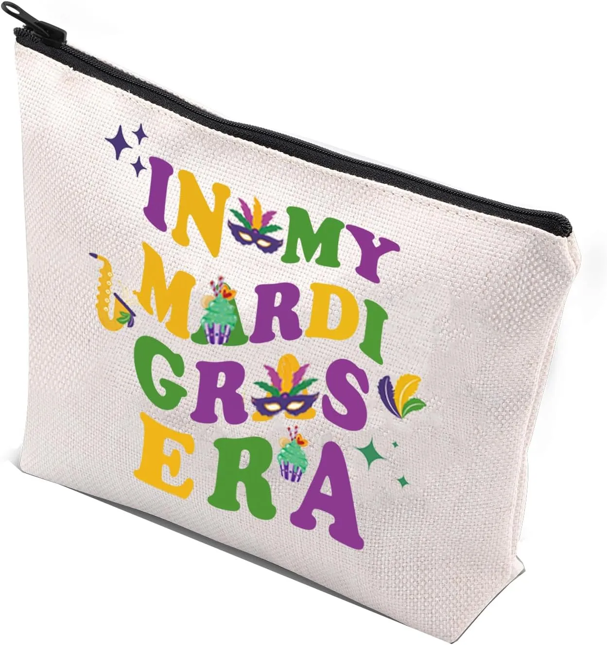 XYANFA Purple Green Carnival Makeup Bag Party Gift Accessories Fat Tuesday Cosmetic Bag