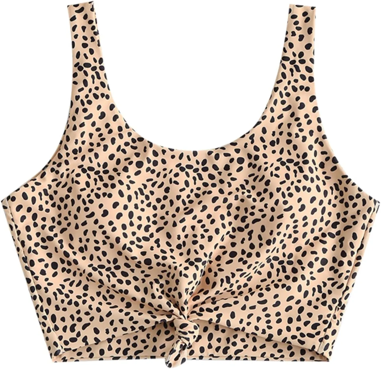 ZAFUL Women's Front Knot Bikini Tops Crop Tankini Top Scoop Neck Padded Bathing Suit Tops