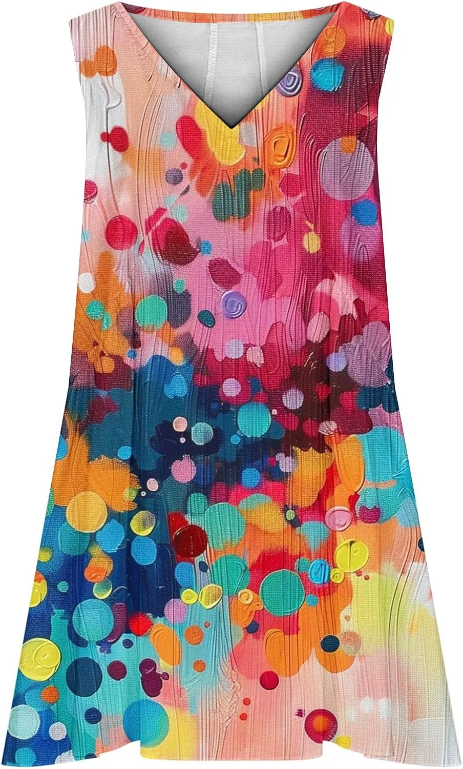 ZDRZK Flowy Dresses for Women Summer Stripes Casual Sleeveless Mini Dress 2024 Babydoll Swing Pleated Beach Sundresses
